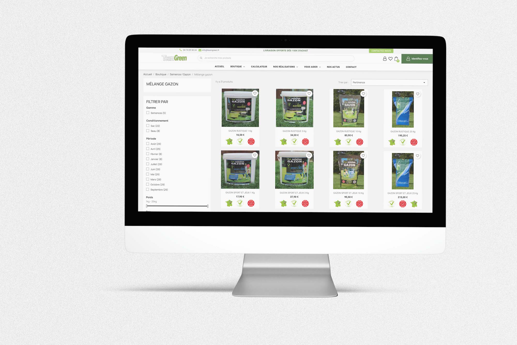 Maisonléon - site e-commerce - Team Green - Fareins - Messimy sur Saône - Beauregard - Fournisseur de semences